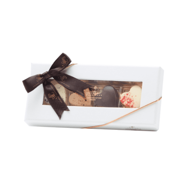 Valentins giftbox med 4 chokoladehjerter